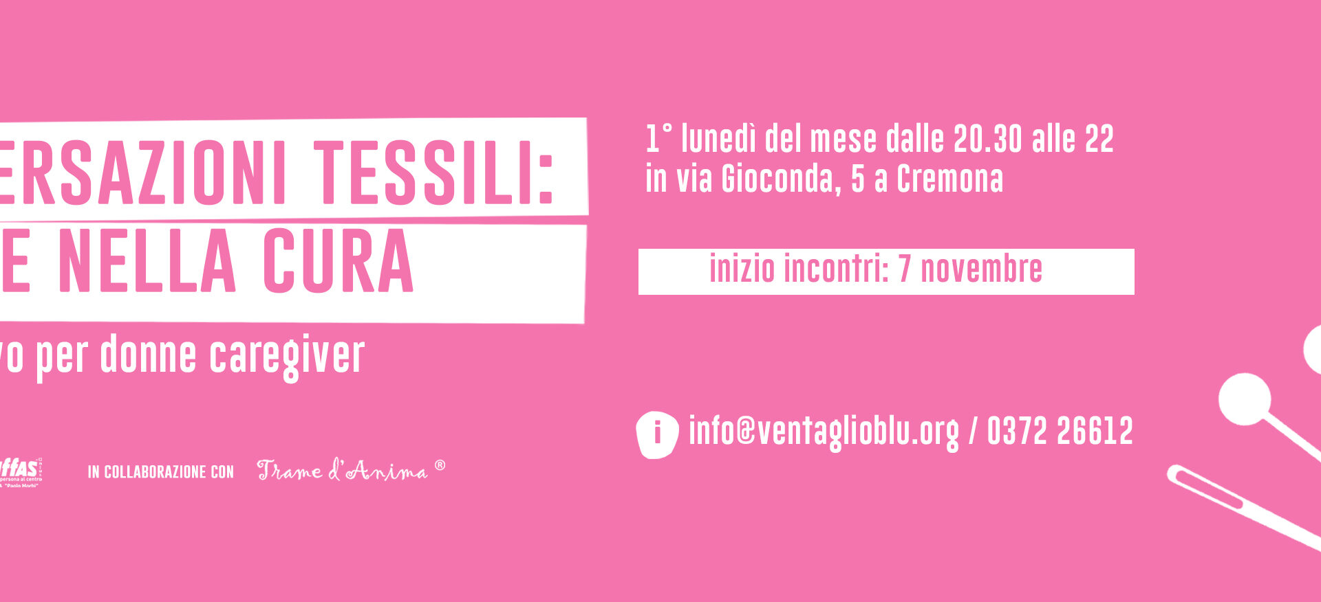 “Conversazioni tessili: storie nella cura”, un LAB per donne caregiver